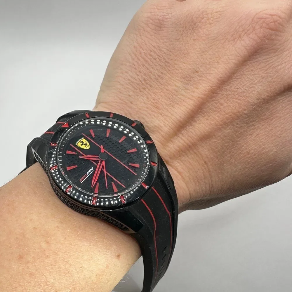 Scuderia‎ Ferrari Men's Red Rev Black Silicone Strap Watch - 38mm